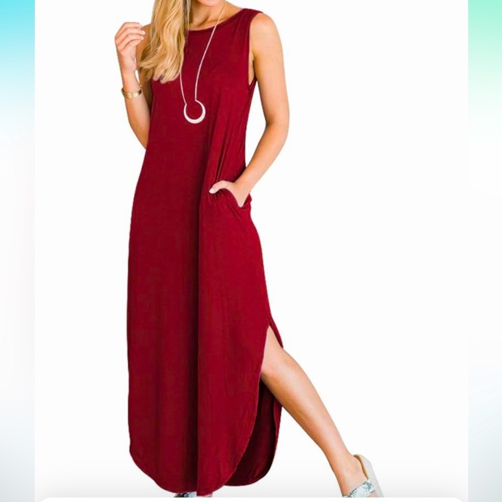 Anrabess Sleeveless Red Maxi Dress